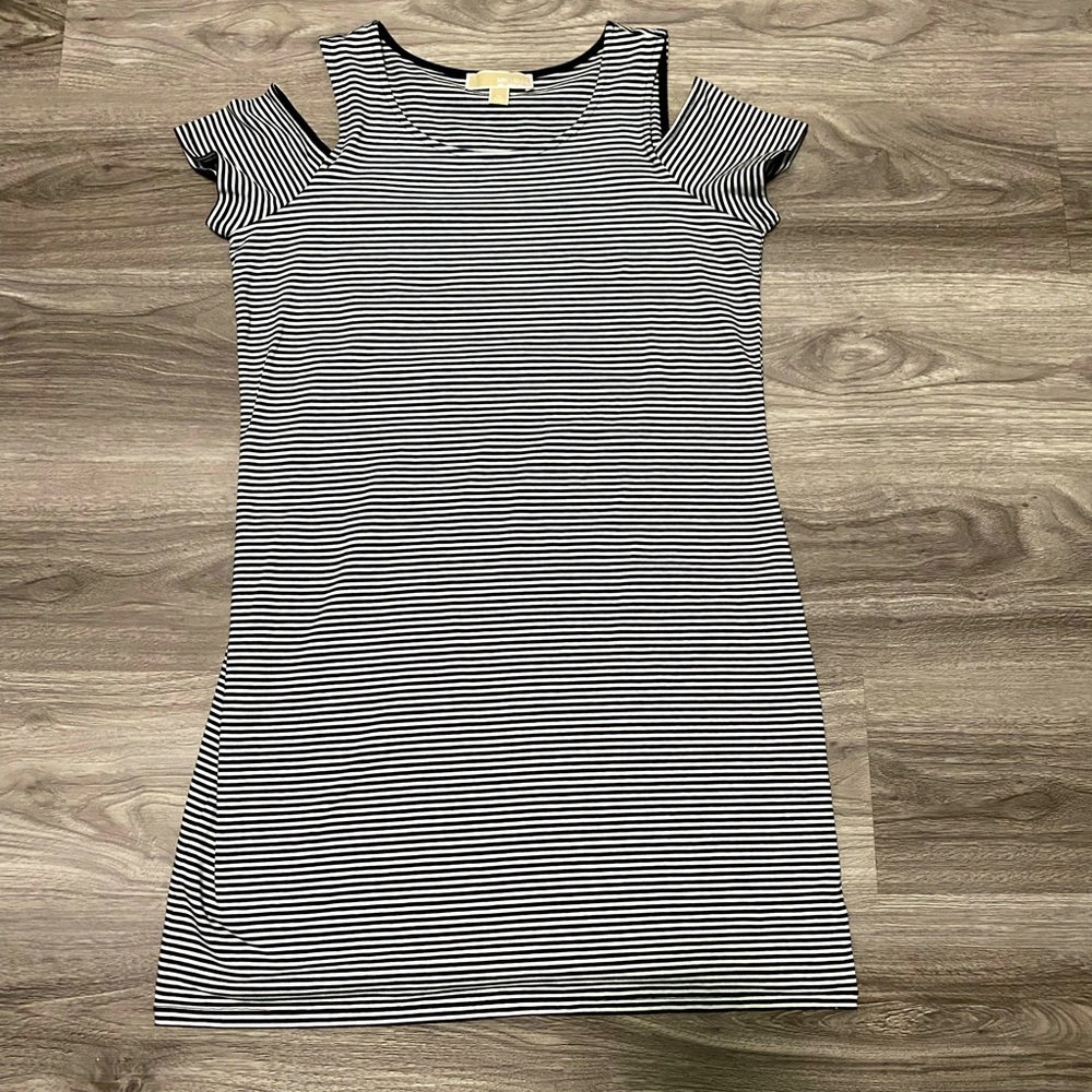 Michael Kor used black and white striped dress